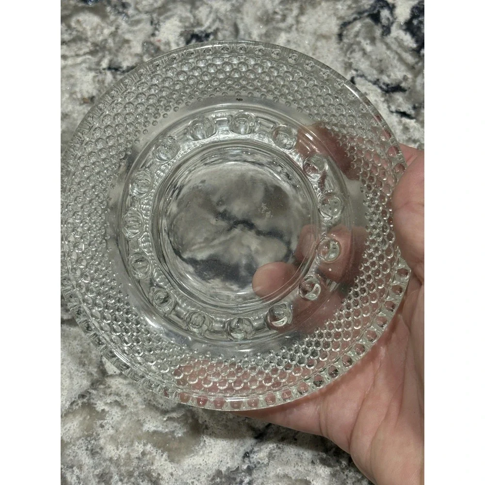 Vintage Round Clear Glass Hobnail Ashtray or Trinket Jewelry Holder 5